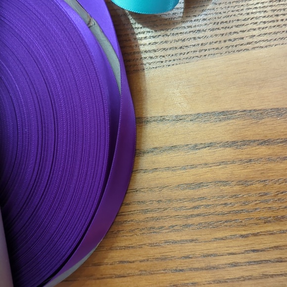 2 Reels of 2 cm ribbon. Aqua and purple colours. 7 inch reel. Lots of ribbon - Picture 2 of 3